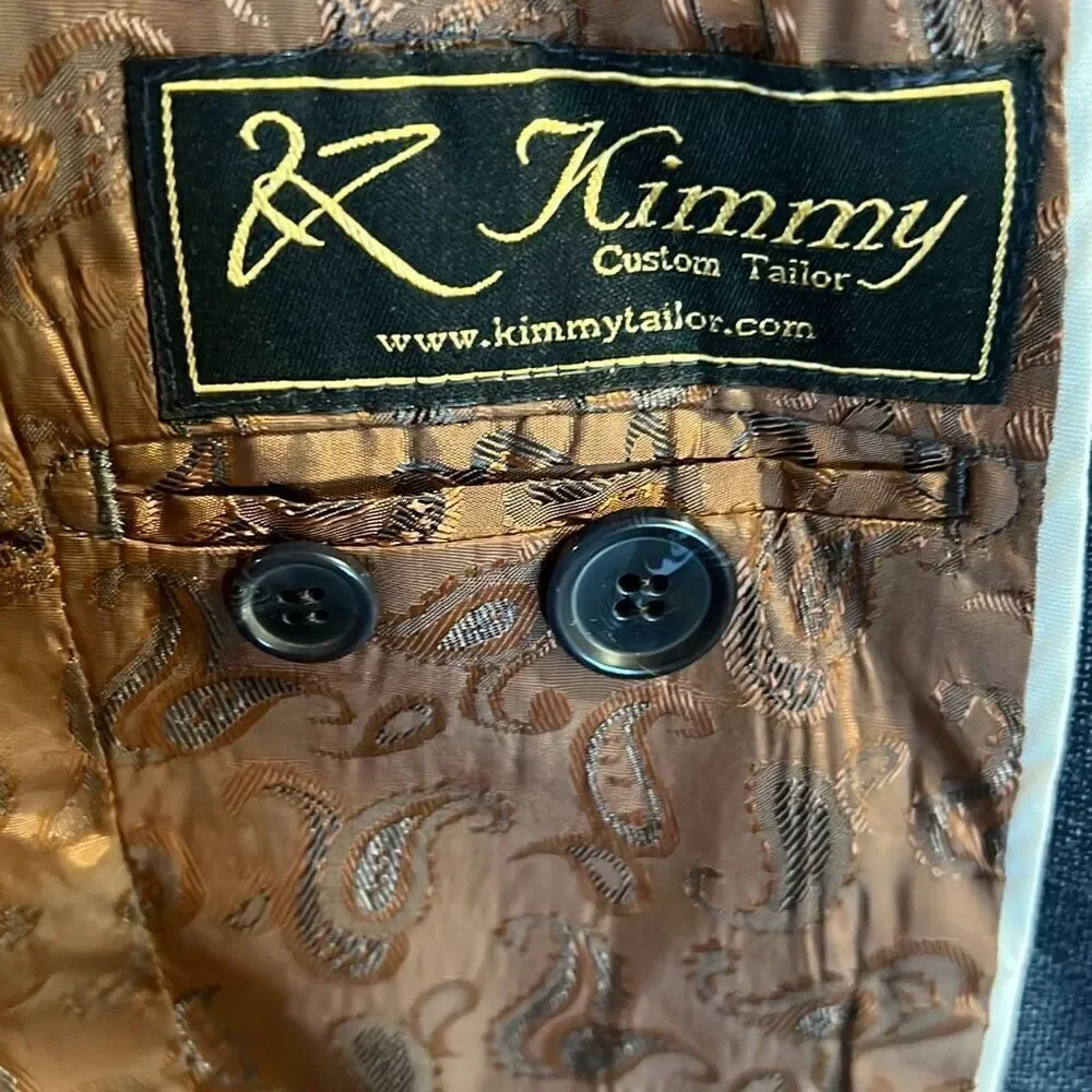 ✨K Kimmy Custom Tailor Navy & Brown Paisley Blazer✨